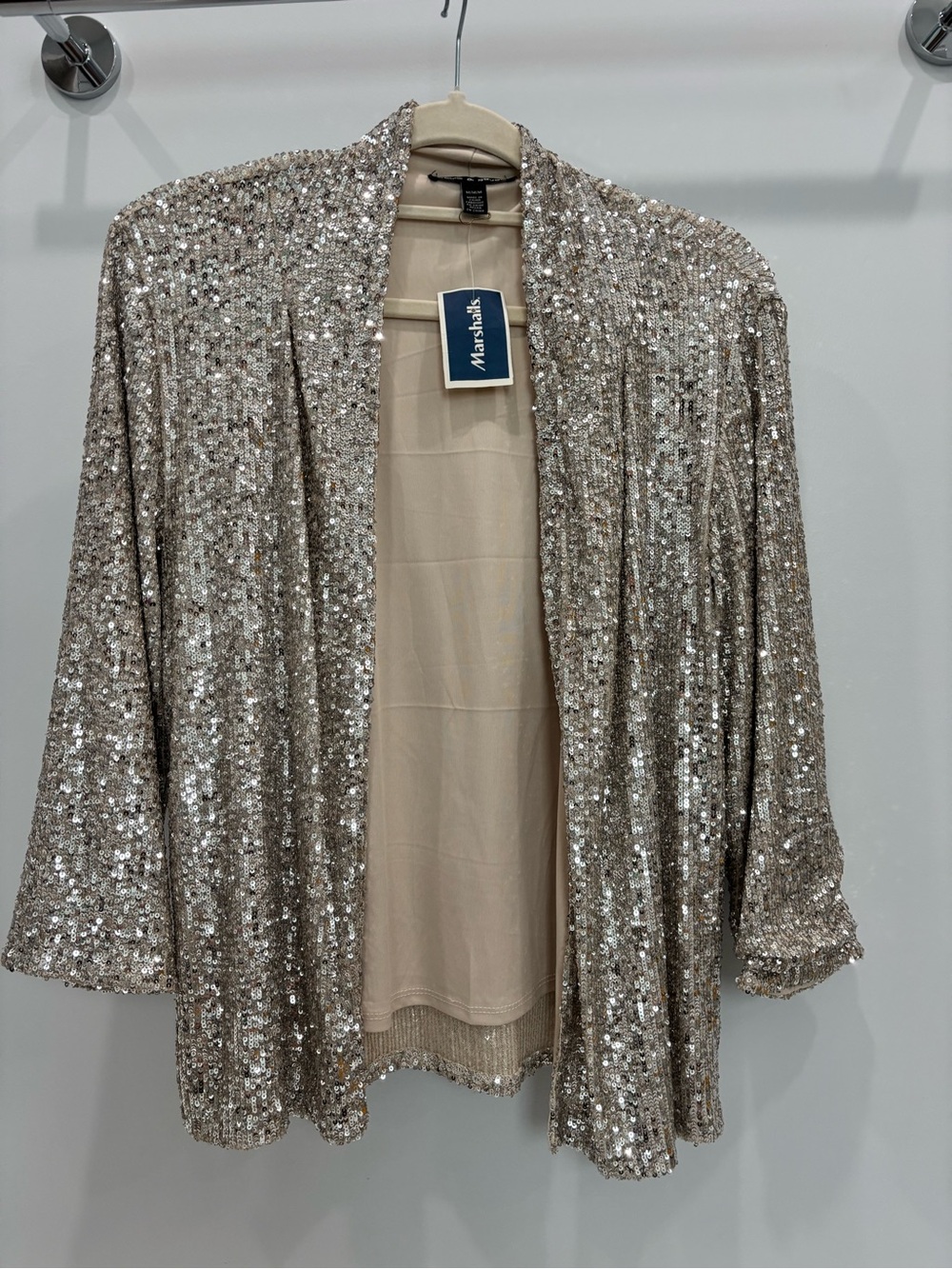 Cable & Gauge Sequin Jacket in Champagne and Rose Gold